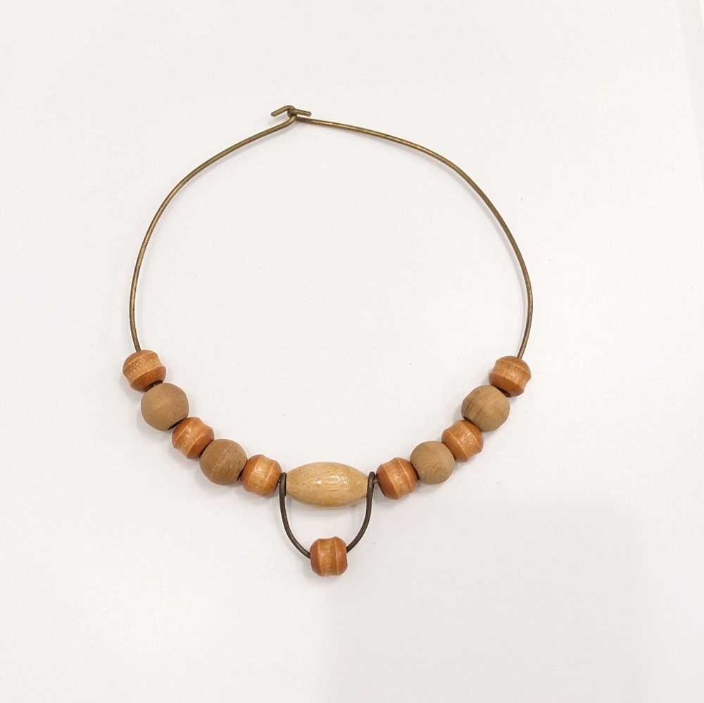 Wood metal choker natural boho